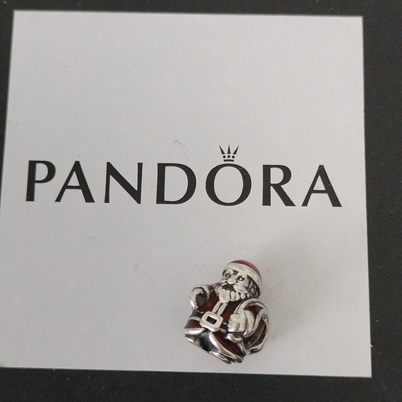 Pandora Retired Sterling Silver St. Nick Santa Christmas Bead  -791231ENMX - Picture 6 of 6